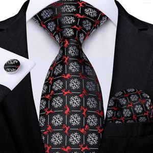 Papillini 2023 Christmas Snowflake Elk Ramitch Black Silk for Men Accessori per feste Pocket Pocket Square Gift Wholesale all'ingrosso