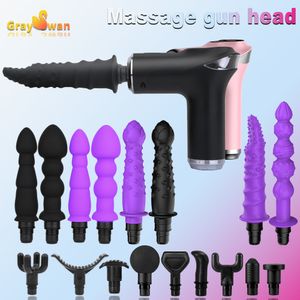 Vibradores massageadores de corpo inteiro para mulheres, homens, armas de massagem, cabeças, mensagens de vibração, acessórios para armas, cabeças de silicone, percussão Fascia 230602