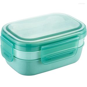 Dinnerware Sets Lunch Box 3 Layers All-In-One Bento With Utensil Set Leak-Proof For Dining Out Work Picnic
