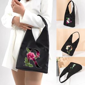Shopping Bags Flower Color Letter Handbags Thick Eco Nylon Foldable Shoulder Bag Women Reusable Portable Supermarket Folding Large Tote