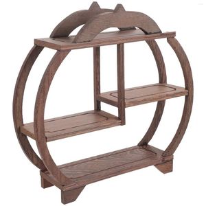 Storage Bags Display Shelf Wooden Frame Curio Tea Pot