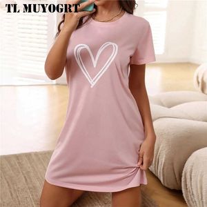 Seksi pijamalar Seksi Sweetwear Kadınlar Pamuk Gece Elbisesi O-Neck Letter Nightbown Nightgown Gloos Nightdress Nightwear Homewear J230601