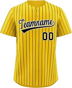 Camisa de beisebol personalizada costurada com qualquer nome, qualquer número, camisas bordadas à mão, homens e mulheres, tamanho grande, misto, enviado para todos os times, amarelo 0206037