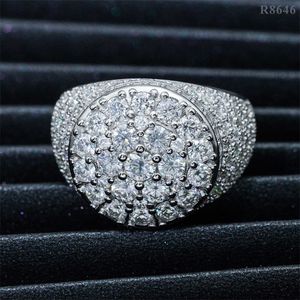 Mens Hip Hop Moissanite Ring S925 Silver Moissanite Diamond Ring For Men Women Party Wedding Trevlig gåva