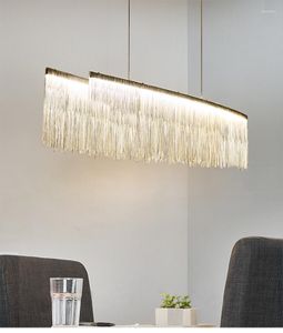 Lampadari Soggiorno Arte Illuminazione Moderna Tre gradi Intensità luce Lampadario nappa Ristorante nordico Lampada a catena Camera da letto