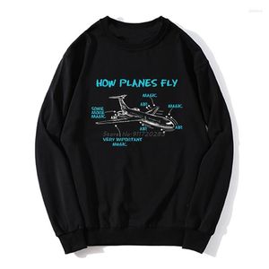 Herrtröjor tryck ingenjör mekanisk hur plan hoodie flygplan flygplan schematiska diagram mönster män tröja tröja streetwear