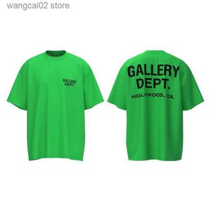 Herr t-shirts 23SS Summer Dept Fruit Green Print Letter T Shirt Kort ärm American High Street Vintage Fashion Loose Par T Shirt Men T230602