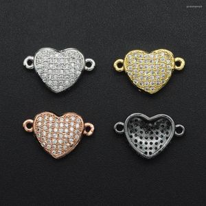 Charms 11x16mm 316 CZ Zircone Gioielli fai da te Cuore Connettori Fascino Commercio all'ingrosso OEM Ordine accettato Vendita in fabbrica Braccialetto che fa connettore