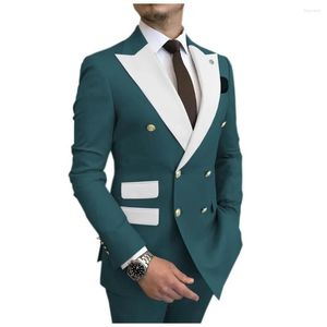Mäns kostymer senaste design Mens White Peaked Lapel Wedding Tuxedos Prom Groom Custom Terno Masculino Blazer Set 2 PCS Jacket Pants
