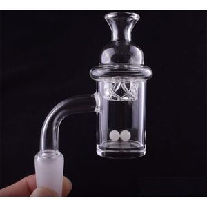 Sigara Borular Kısa Boyun Kuvars Banger Karbonhidrat Kapağı Seti 25mm Tırnak 14mm 18mm Erkek Kadın Terp Dab Talimler Cam Bongs D DHARS için Düz Üst Bangers