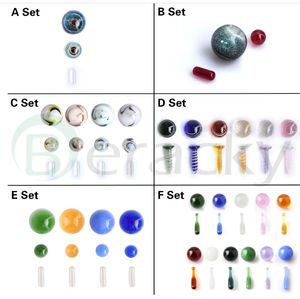 6 Estilos Slurpers Accesorios para fumar con perlas de rubí / pastillas 12 mm 14 mm 20 mm 22 mm OD Juego de tornillos de canicas de vidrio para Terp Slurper Quartz Banger Nails Rigs