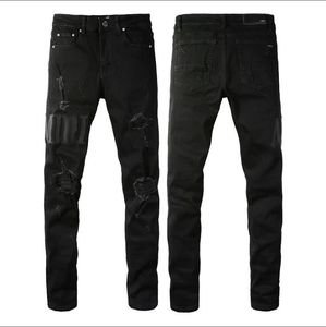 2023New Men Jeans Hole Light Blue Dark Gray Italy Brand Man Long Pants Streetwear Denim Skinny Slim Straight Biker Jean for D2最高品質###
