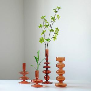 Ljushållare Dual Use Glass Flower Vase Candlestick Holder Modern Home Decor Decorative Vases For Table Living Room Kitchen Centerpieces