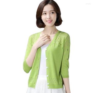 Women's Jackets Let In Air Coat Knitted Women Cardigan Short Ice Silk Shawl Summer Sunscreen Conditioning Shirt