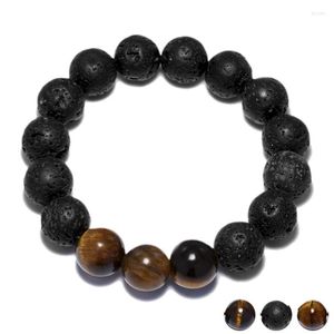 Strand Charm Rosary Bead Lava Chakra Bransoletka Mężczyźni Wysokiej jakości Tiger Eye Natural Stone Bracelets for Women Fashion Yoga Biżuteria Prezenty