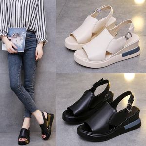 Sandals Large Size High Heel Women's Platform Wedge Ankle-Strap Buckle