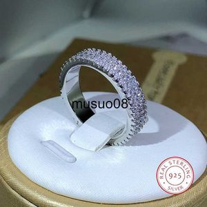 Bandringar Eternity Female Ring 925 Sterling Silver Micro Pave AAAAA Zircon CZ Wedding Band Rings for Women Bridal Party Jewelry Gift J230602