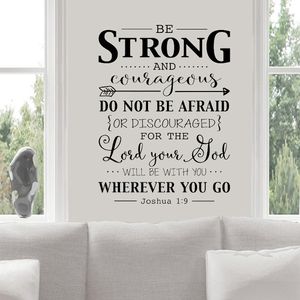 Be Strong and Courageous Wall Decal Quote Bible Verse Christian Wall Decor Stickers Joshua 1:9 Decal for Kids Rooms