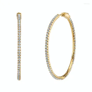 Hoop Earrings 3 Color Full Paved 5A Cubic Zirconia Classic Fashion Women Jewelry 50mm Big Sized Huggie Earring High Quality