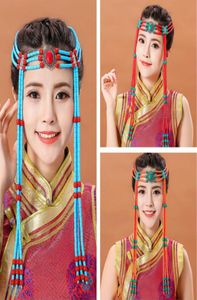 Long pompon costume mongol accessoires femmes festival fête coiffure belle danse cheveux accessoires princesse cosplay headw3500056
