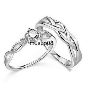 Bandringe 2 Stück Ring Zirkon Paar Ring Vashiria Mode Silber Farbe Schmuck Romantische Unendlichkeit Endlose Liebe Imperial Cross Lover J230602