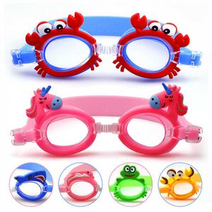 Goggles New waterproof and anti fog cute baby cartoon mirror suitable for children to learn swimming goggles with strap P230601