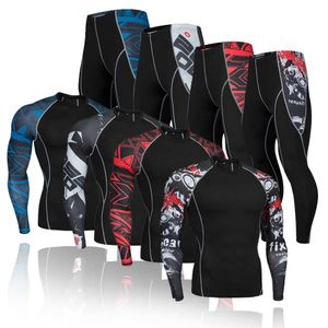 Herrspår 2020 Nya herrkomprimering Fitness Sportwear Gym Tights Training Suit Fitness Jogging slitage J230601