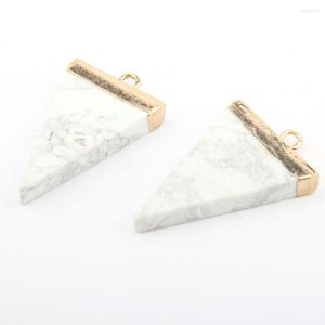 Charms Natural Stone Pendant Triangle Shape White Turquoise Edging For Jewelry Making DIY Bracelet Necklace Earring Accessories