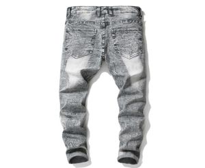 Vendita Mens Designer Bike Jeans Fashion Casual Slim Pants Men039s jeans foro stretch pantaloni in denim grigio5037433