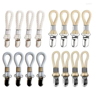 Bath Accessory Set 4Pcs Braided Cotton Loop Metal Towel Clips Hanging Storage Clamps For Home Bedroom Bathroom Multifunctional Hang