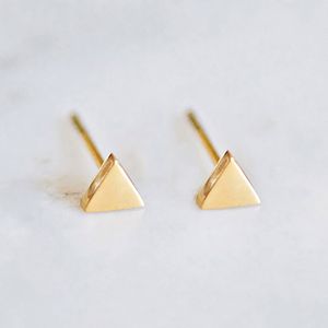 Stainless Steel Triangle Stud Earrings Black Gold Silver Simple Love Geometric Studs Brincos Gift Wedding Punk Cool Lovers Jewelry