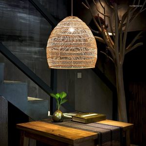 Pendelleuchten im chinesischen Stil, handgemachte Rattan-Lampe, E27, Vintage-Hänge-Loft, Wohnzimmer, Esszimmer, Heimdekoration, Restaurant-Licht