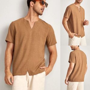 Men v-tech Blouse Leisure T-Shirt Pure Color