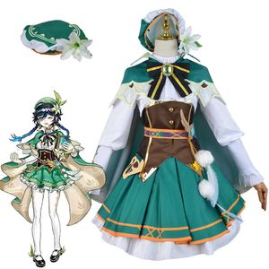 Anime Costumes Game Genshin Impact Venti Cosplay Come Venti Outfit Dress Comes Woman Girl Cosplay Maid Party Full Set Z0602