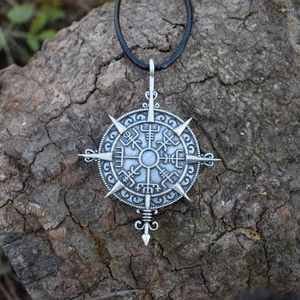Łańcuchy Viking Vegvisir Compass Ochrona Symbol Kierunek Kierunek Kierunek Znak Wisianek Naszyjnik Sanlan