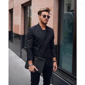 Mäns kostymer Fashion Street Wear Black Buckle Men med Belt Tuxedos Terno Masculino Groom Prom Slim Fit Blazer Custom Made 2 Pieces