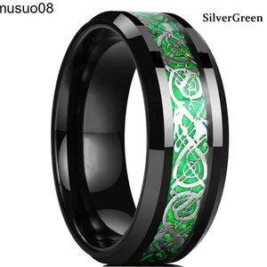 Дизайнерская кольцевая полоса кольца классические мужские 8 -миллиметровые черные вольфрамовые обручальные кольца с двойной канавкой с скошенной кирпичей кирпич