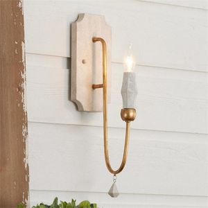 Wall Lamp Vintage Elegant Candlestick Wood Lamps American Art Living Room Sconces Lights Bedroom Bedside Deco Lighting