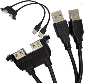 Cavi per computer LBSC 25 cm Doppia presa USB 2.0 A femmina Montaggio a pannello a 2 cavi di prolunga maschio