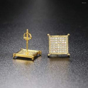 Kolczyki na kobiety dla kobiet kryształowy kwadratowy złoty kolor męski kolczyk cz luksusowy bioder biżuteria punkowa akcesoria