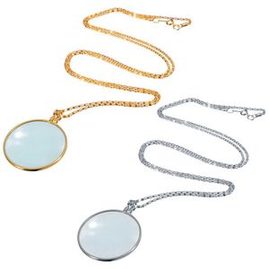 Pendant Necklaces Decorative Monocle Necklace With 5x Magnifier Magnifying Glass Pendant Gold Plated Chain Necklace For Women Jewelry J230601