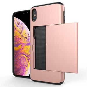 iPhone XS için Max Telefon Kılıfı XR Kart Cüzdan 2-1-1 13 Damla Önleme Sert Koruyucu Kılıf