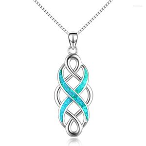 Collane con ciondolo Huitan Twist Design Finger Eight Shape Collana da donna Collana color argento Catena con smalto verde Gioielli per feste in fantasia