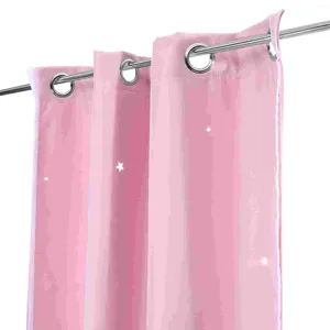 Cortina VORCOOL Camada Dupla Cortinas Recortadas em Estrela para Quarto de Meninas Janela Ilhó (Rosa)