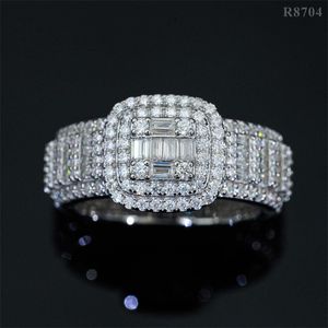 Test superato Mens Bling Rings S925 Sterling Silver T Moissanite Diamond Ring per uomo Donna Party Wedding Bel regalo