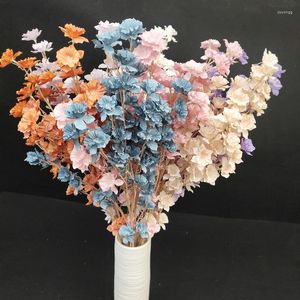 Flores decorativas 1 peça fúcsia ramo de flores de seda artificial faça você mesmo para casa jardim bonsai enfeites decoração de festa de casamento falsa