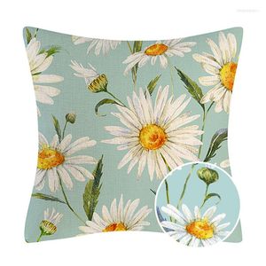 Cuscino Daisy Sun Flower Federa in lino stampata Divano Home Decor Cover 45 45cm