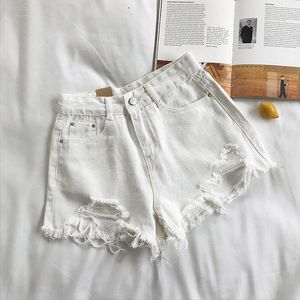 Kvinnors shorts avslappnad hög midja denim Kvinnor Summer Plus Size Pocket Tassel Hole Ripped Jeans Short Female Femme Pants 230601 32