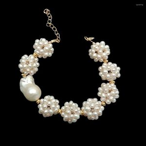 Strand Y.YING Cultured White Pearl Bracelet Hand Made Bead Keshi For Women Boho Beach Fashion