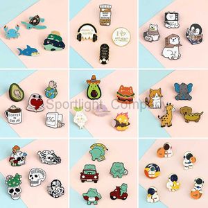 4~6pcs/set Potted Plant Brooch Custom Cute Frog Cat Dog Bear Skull Astronaut Enamel Pins Cartoon Animal Lapel Badge Kids Jewelry